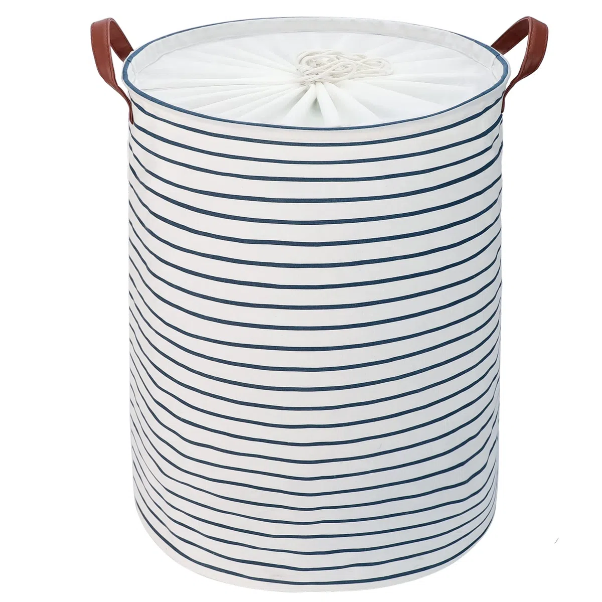 DOKEHOM Espesado Ronda plegable Cestas de Almacenamiento, Algodón (Azules Rayas, 24 Pulgadas)