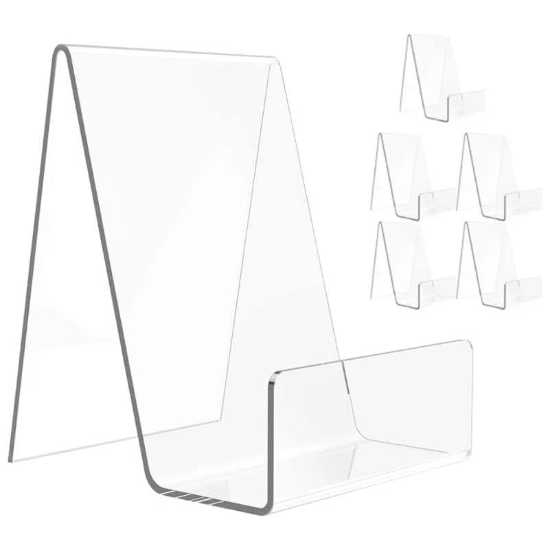 OSALADI Soporte de Libros Acrílico Transparente 6 Piezas Exhibidor Multifuncional Soporte para Tarjetas Organizador de Escritorio para Oficina y Librería