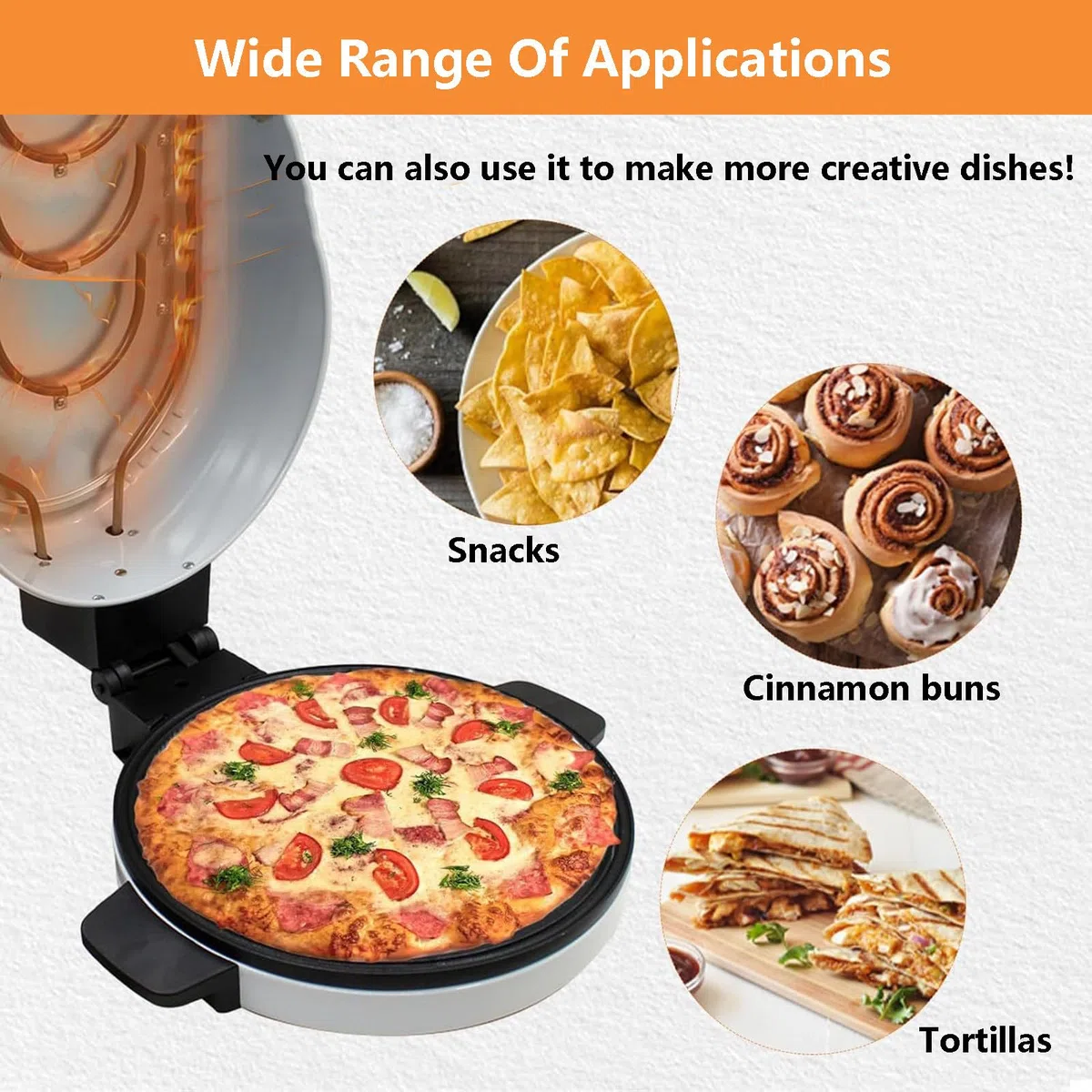 Mini Horno para Pizza De 11,8" | Máquina para Hacer Pizza Antiadherente De 2000W | Máquina para Hacer Pan Y Pizza Automática | Horno Profesional para Pizza con Parrilla