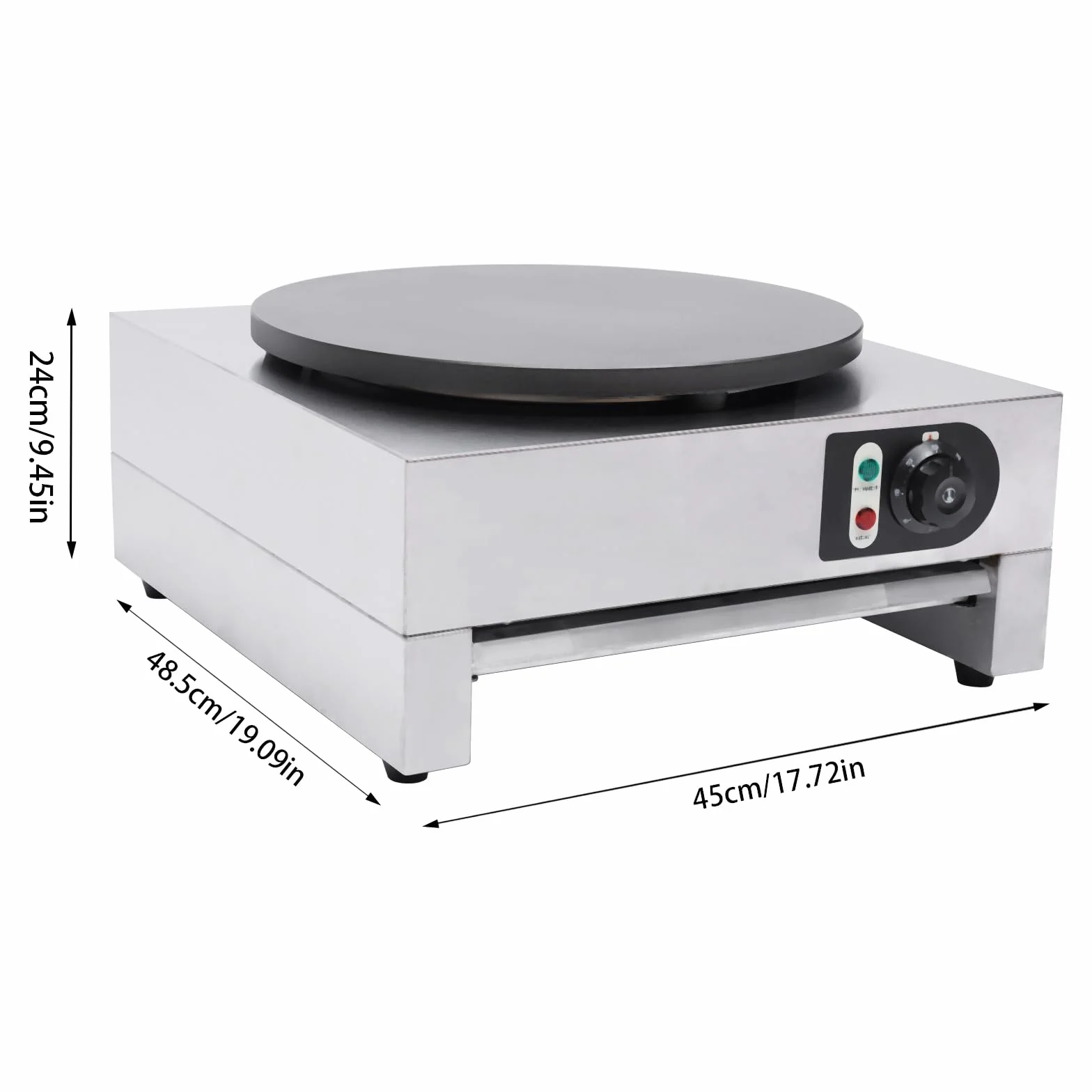 Crepiere Eléctrico, Crepiere Eléctrico Antiadherente, 1200 W De Potencia, Revestimiento Antiadherente, Crepa Y Espátula, Potencia Regulable, Indicador Luminoso, Diámetro De 40 cm