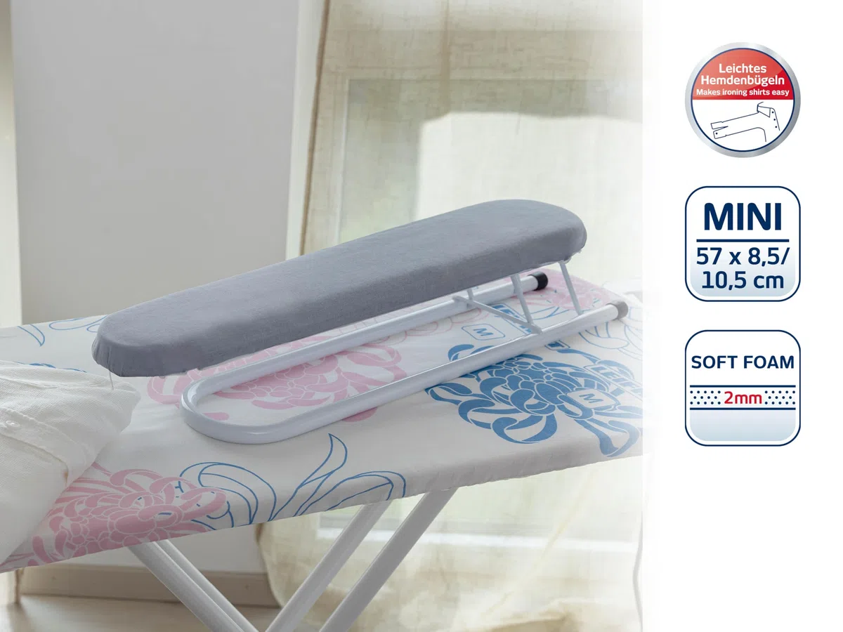 Leifheit Tabla para mangas, manguero para tabla de planchar, tabla de planchar plegable, tabla de planchar pequeña para mangas de camisa, tablero planchador de camisas de 57 cm x 10,5 cm