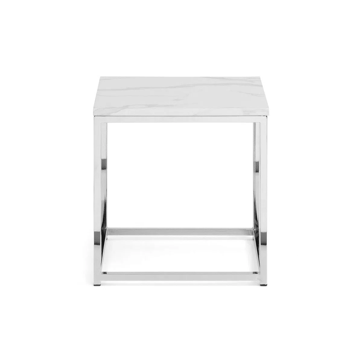 Julian Bowen Scala - Mesa de lámpara superior, mármol blanco y cromo, mesa decorativa lujosa y contemporánea