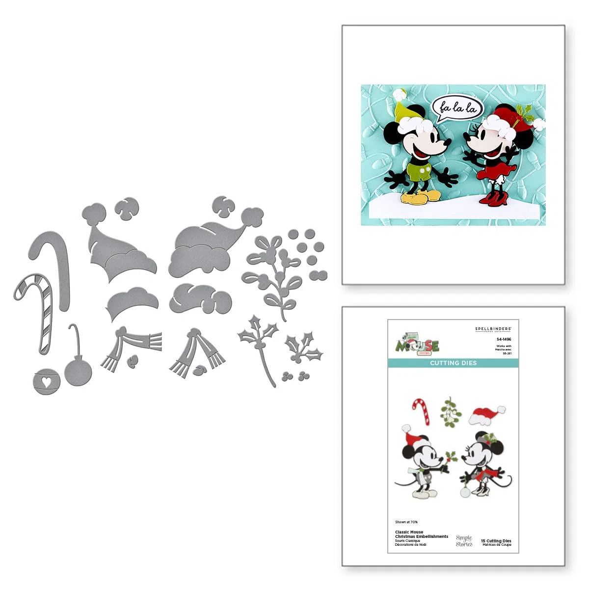 Adornos navideños clásicos de ratón, troqueles grabados de The Say Cheese Classic Mouse Christmas Collection