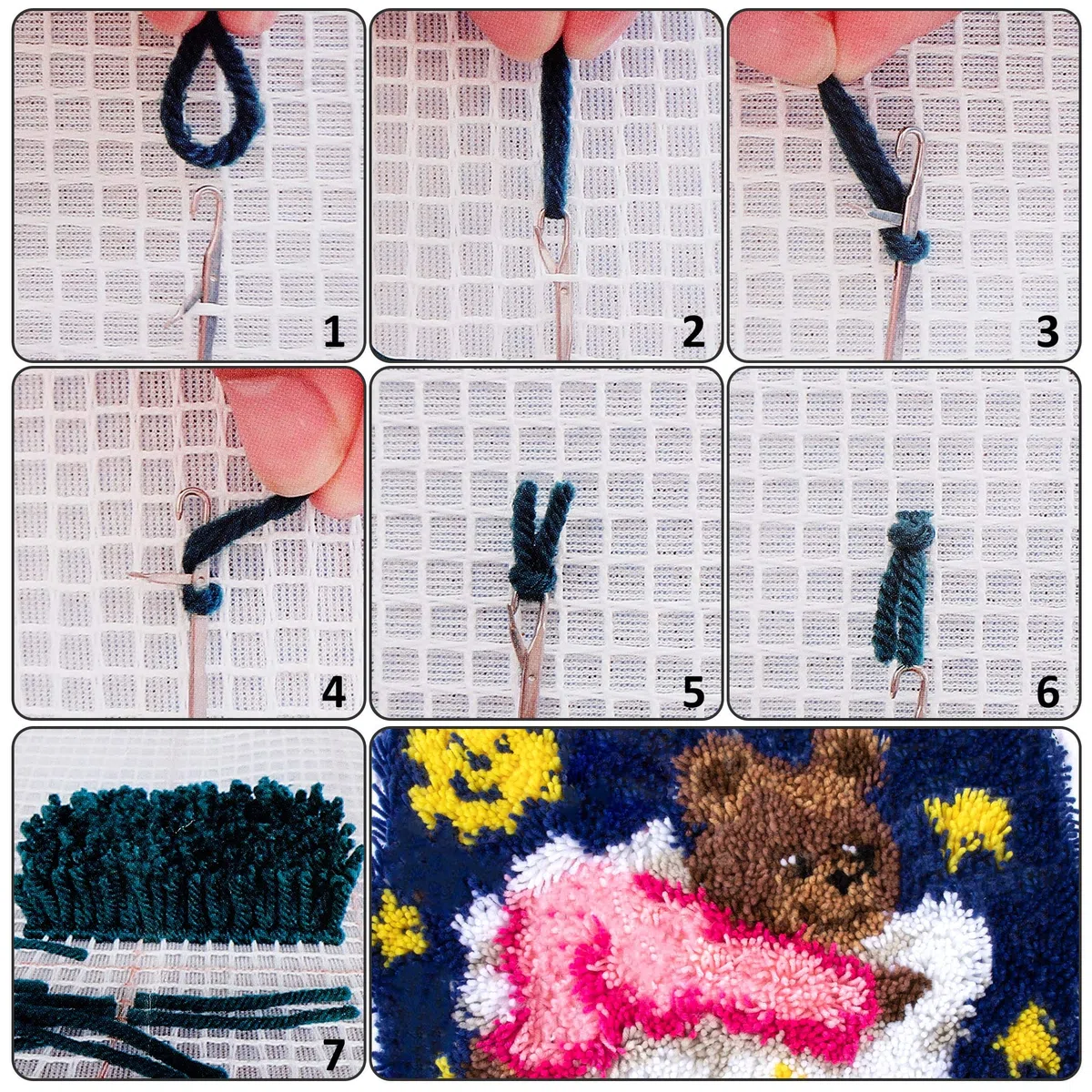 HOLEMZ Kit de Alfombra de Gancho Patrón Animal Soportar Bordado Punto de Cruz Cojín Decoración para El Hogar 19,4 x 14,9 Pulgadas