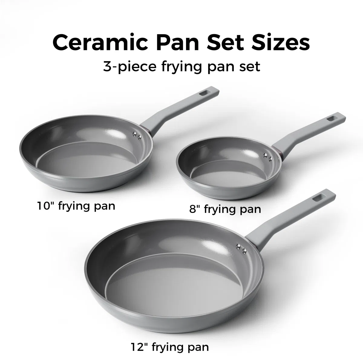 Sanho Juego de sartenes antiadherentes, sartén de cerámica de titanio diamante con mango de electrowood, 8, 10, 12 pulgadas, utensilios de cocina no tóxicos (libre de PFAS/PTFE/PFOA), apto para