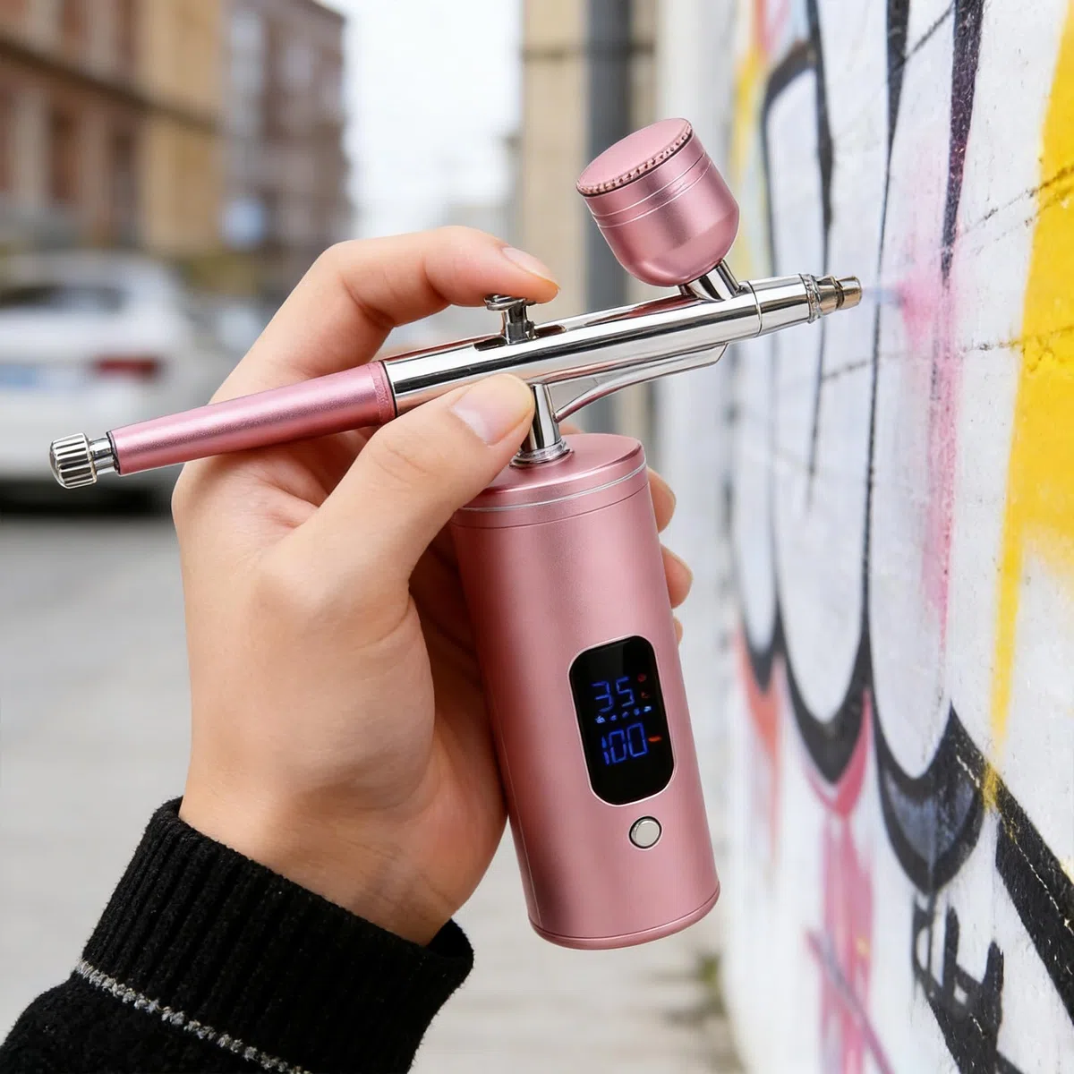 Juego de aerógrafo inalámbrico con compresor, 38 PSI portátil con batería, kit de aerógrafo recargable, pistola de aerógrafo de mano + accesorios de limpieza para maquillaje, diseño de uñas