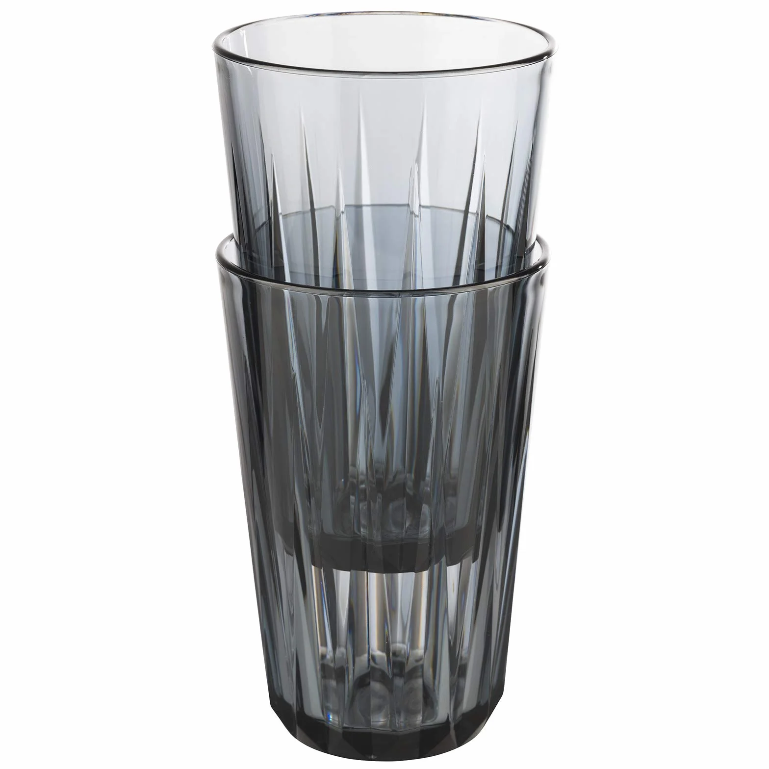 Juego de 6 vasos de plástico Tritan de 0,3 litros, sin BPA, aspecto de cristal, irrompibles, reutilizables y aptos para lavavajillas, 300 ml, color gris