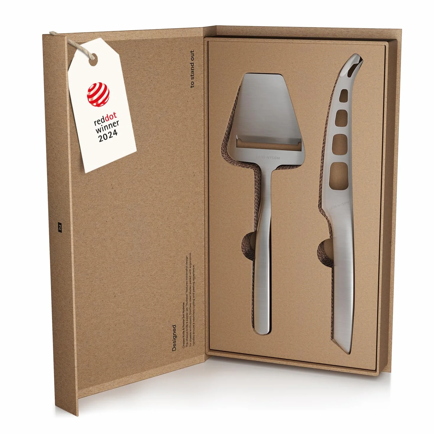 LARS NYSØM Juego de cuchillo y cortador de queso 2 pzs. Juego de cuchillo y cortador de queso de acero inoxidable (Stainless Steel)