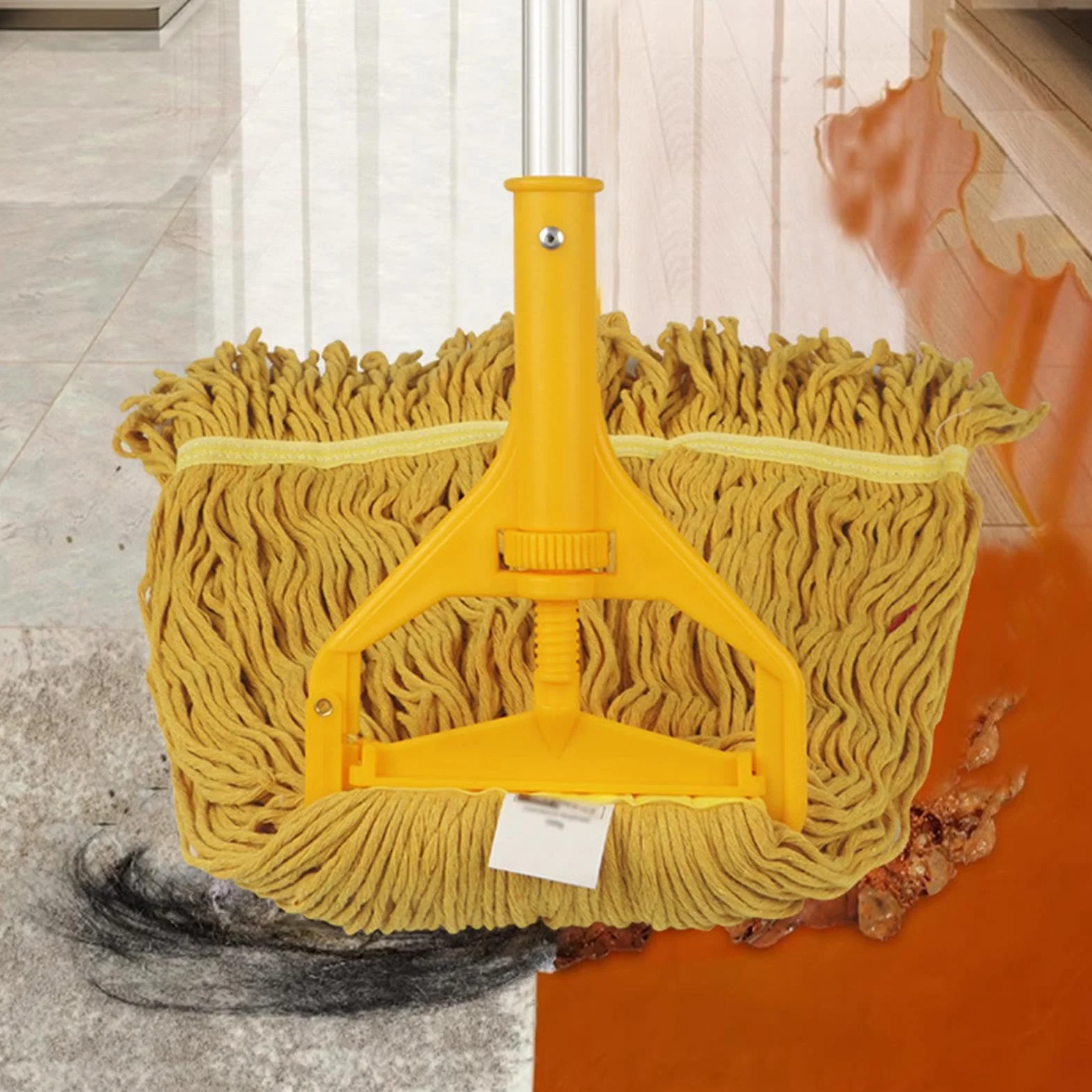 Fregona de tiras Paño barredor reutilizable de cuatro secciones | Fregonas de algodón para limpieza del suelo para Baño, Cocina, Salón, Dormitorio, Balcón, Aula, Residencia, Suelo de Madera,