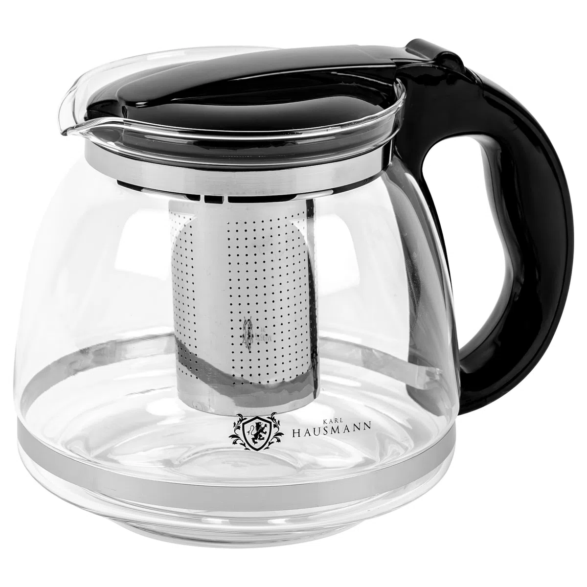 KARL HAUSMANN Tetera de Vidrio 2L con Infusor - Tetera con Filtro para Té, Infusiones y Café | Vidrio Resistente al Calor, Vertido sin Goteo, Apta Para Lavavajillas