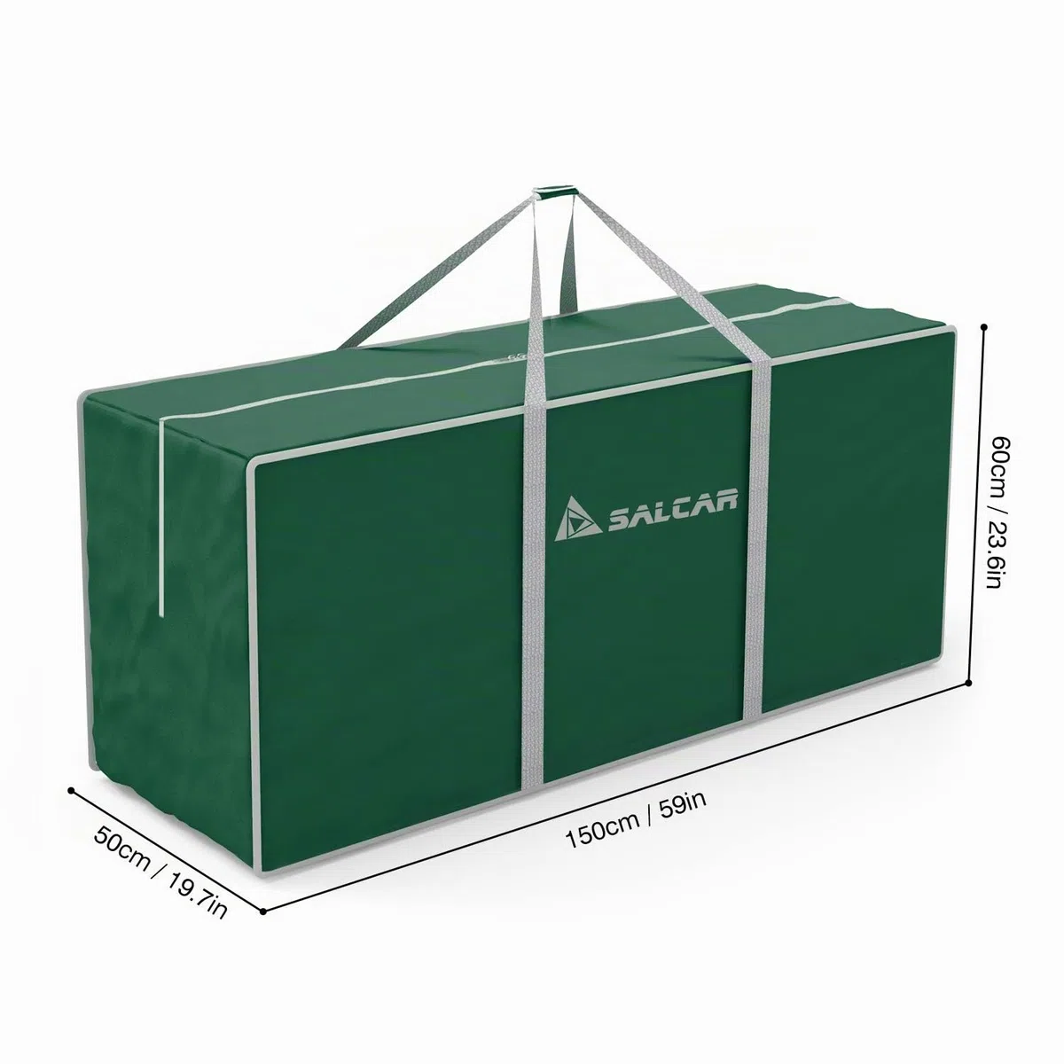 SALCAR Bolsa de Almacenamiento para árbol de Navidad, para Árbol de Navidad Artificial de 1,8 m / 2,1 m / 2,4 m / 2,7m, Tela Oxford 600D, Impermeable, a Prueba de Polvo, Plegable, con Asa- Verde,150cm