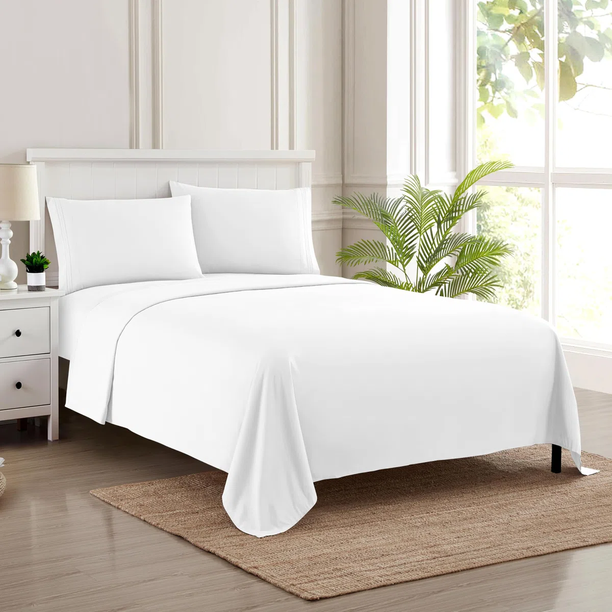 Sweet Home Collection Juego de Ropa de Cama de Microfibra cepillada egipcia Suave de 1800 Hilos, con 2 Fundas de Almohada, tamaño Extra King, Color Blanco