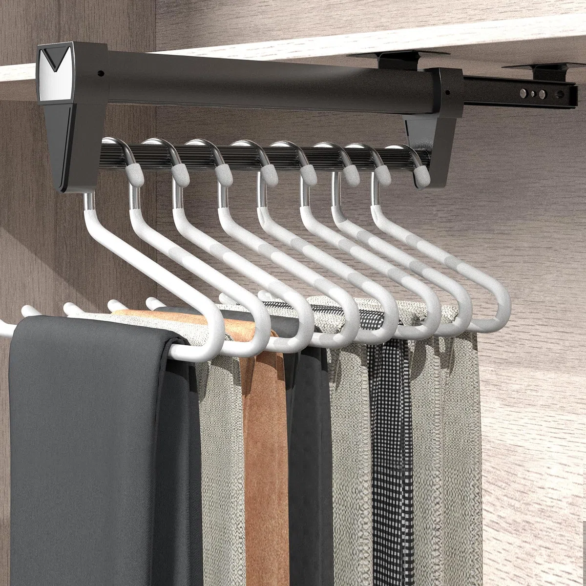 Perchero para Armario Extraible,Pantalonero Extraible Armario 25-61CM,Ahorra Espacio de Almacenamiento,Adecuado para Organizar Ropa y Pantalones en Armarios y áReas de Almacenamiento