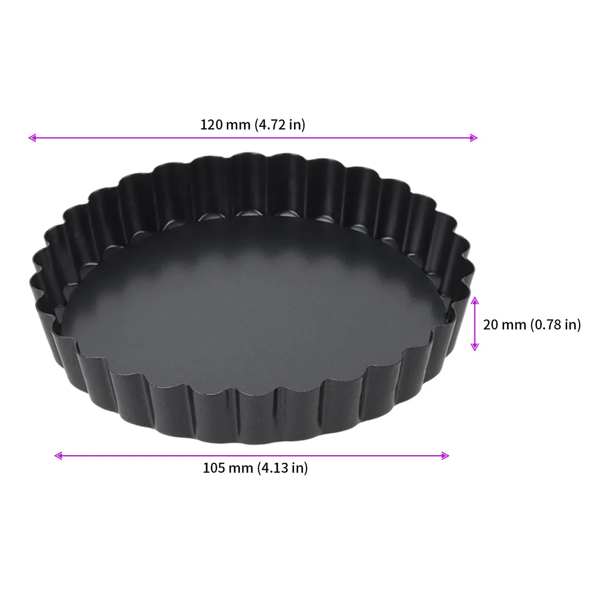 JEUIHAU 16 mini latas de 12 cm, antiadherentes de acero al carbono con base suelta, lata redonda acanalada para hornear quiches, flanes, tartas de queso