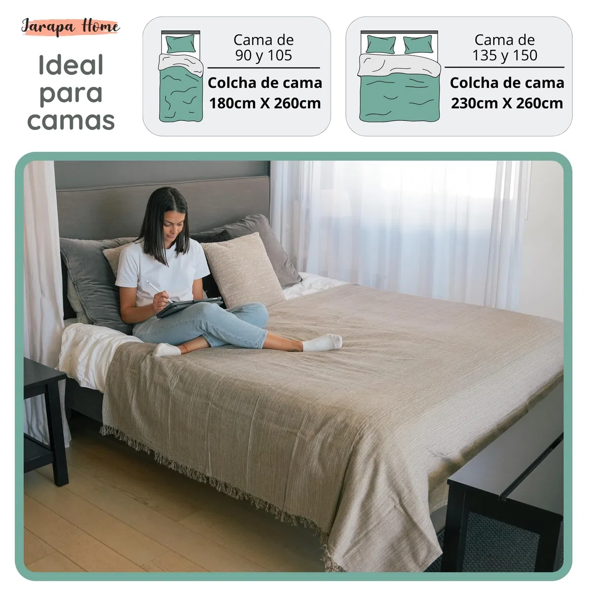 Colcha Multiusos: Plaid sofa, Manta Foulard, Cubre cama, foulard para sofas de Algodón y otras fibras acabado de calidad Fabricado en España. (Marron Jaspeado 05, 180x260cm)