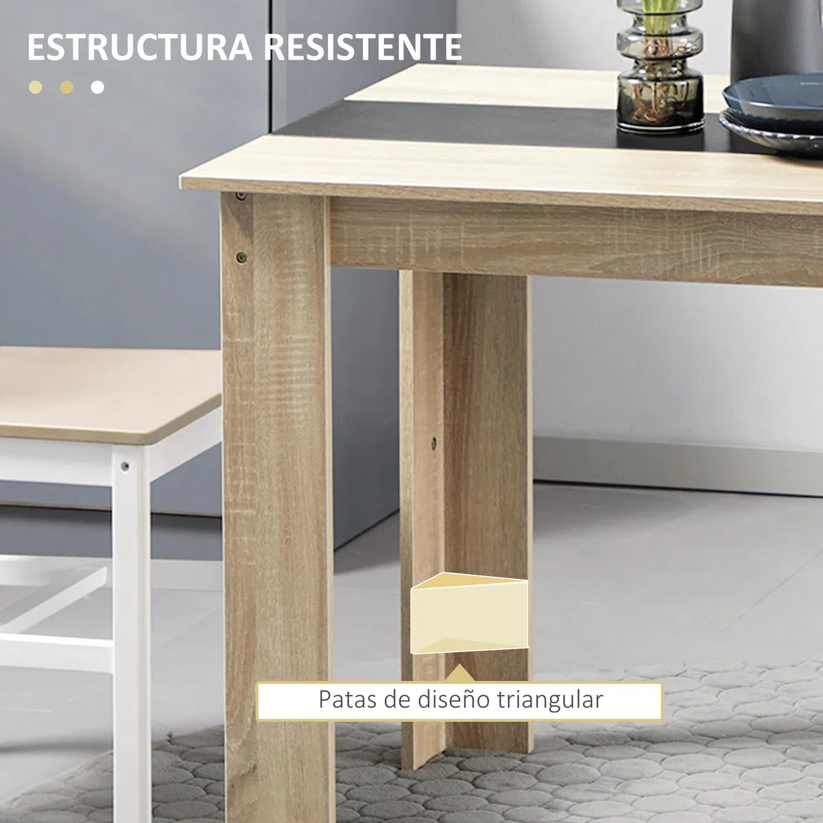 HOMCOM Mesa de Comedor para 4-6 Personas 120x69x75 cm Roble y Negro | Mesa de Cocina Rectangular, Estilo Moderno, para Salón