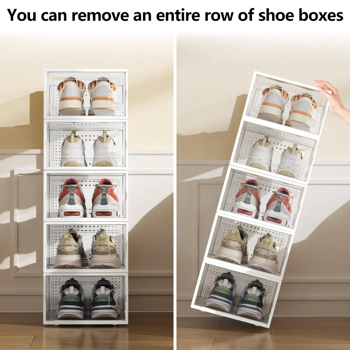 Caja de zapatos – 12 cajas de almacenamiento de zapatos, organizador de zapatos apilable de plástico transparente, zapatero con puertas para mujeres/hombres, almacenamiento de zapatos para Reino Unido