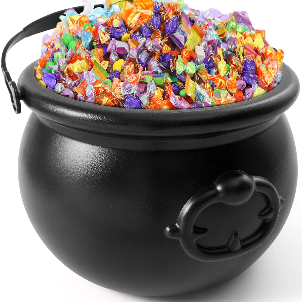 JOYIN Caldero Negro Grande de Halloween, 7.5 Pulgadas, Plástico, Gótico, Bowl de Halloween, Caldero, Decoración de Fiesta de San