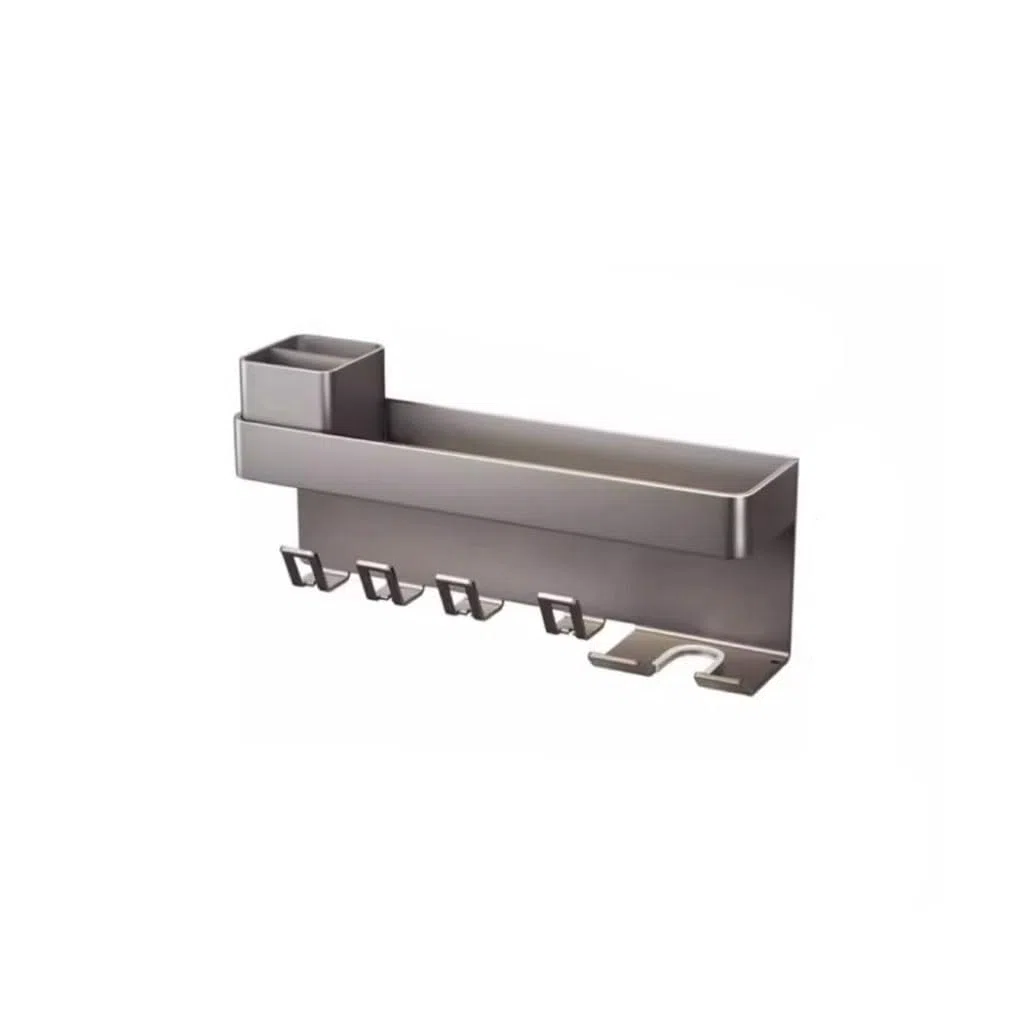 Soporte para cepillos de Dientes Soporte para Pasta de Dientes de Aluminio Soporte para cepillos de Dientes montado en la Pared para baño Estante de Almacenamiento(A S44cm)