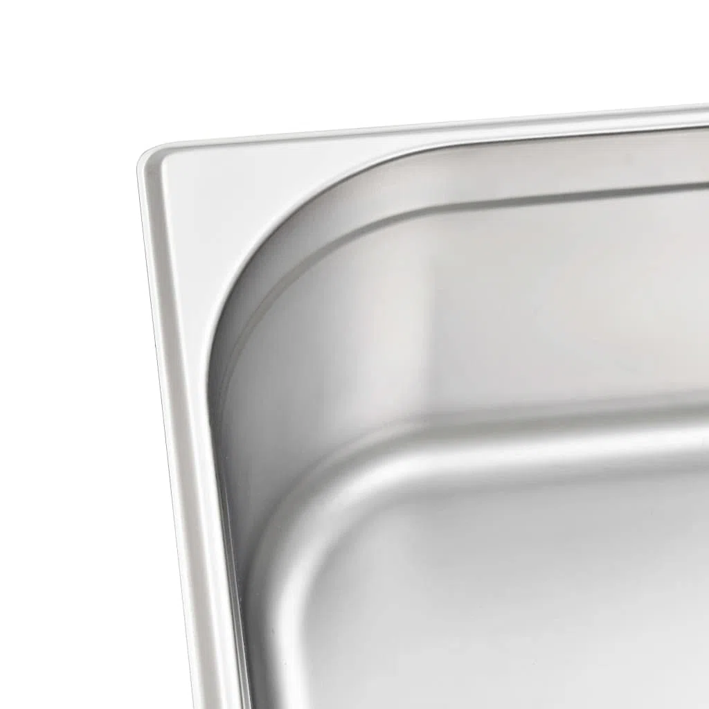 vidaXL 2 recipientes Gastronorm GN 1/1 de 150 mm, acero inoxidable, sin óxido, fácil de limpiar, aptos para lavavajillas, utensilios de cocina, bandeja para servir alimentos, soporte para aperitivos