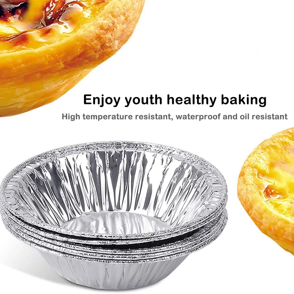 100 moldes de 7 cm para tartas, redondos, desechables, de aluminio, para tartas, pastelería, pudding