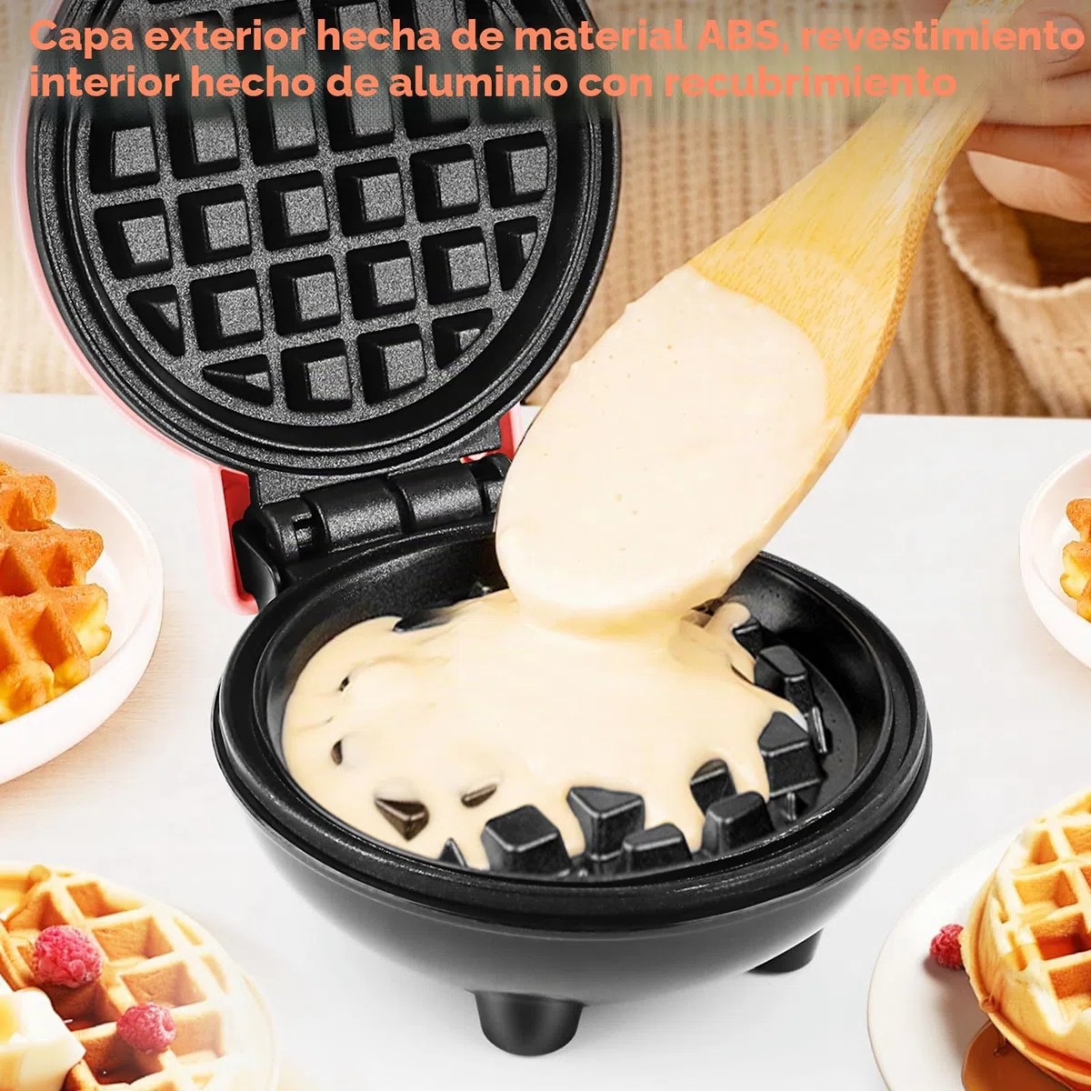 Mini gofrera belga - Diámetro: 10 cm - 220 V - 350 W - Pequeña gofrera clásica - Calentamiento por ambas caras