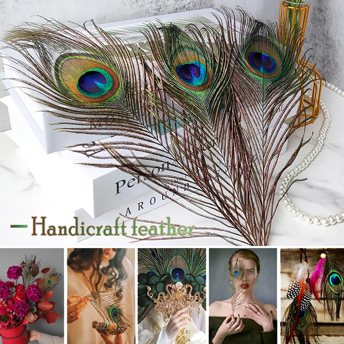 Plumas Pavo Real Largas Naturales, 50pcs Plumas de Pavo Real Exquisito Hermoso Plumas Decoracion Manualidades con Ojo para Decoración Banquete de Boda de la Mascarada del Carnaval (28-32CM)