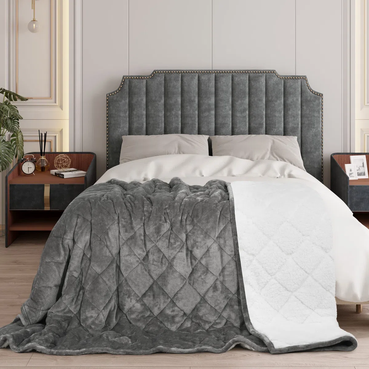 WOLTU Manta Pesada para Adultos 11kg, 150x200 cm, Gris | Manta con Peso de, Suave de Franela