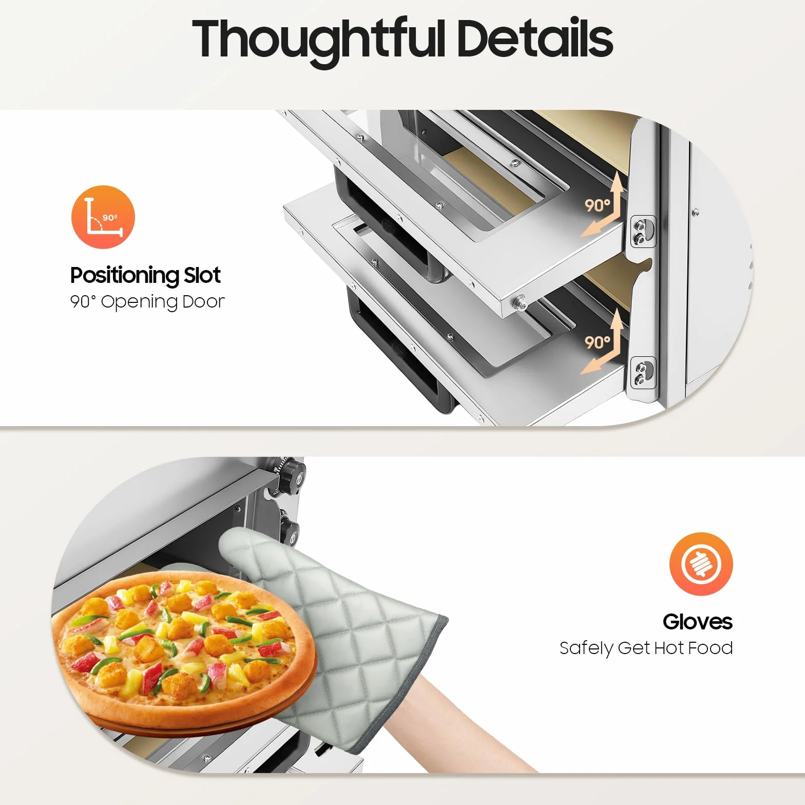 3000 W eléctrico de doble capa mini horno de pizza profesional de acero inoxidable con temporizador y guantes ajustables temperatura 50-350 ℃ ampliamente utilizado en cocinas domésticas, restaurantes