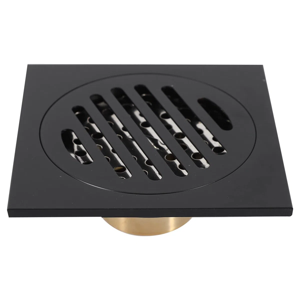 6X Desagüe de Ducha Cuadrado de 4 Pulgadas Con Rejilla de Cubierta Extraíble, Conjunto de Desagüe de Piso de Latón Antiobstrucción Y Punto de Olor Con Colador de Pelo, Negro Mate