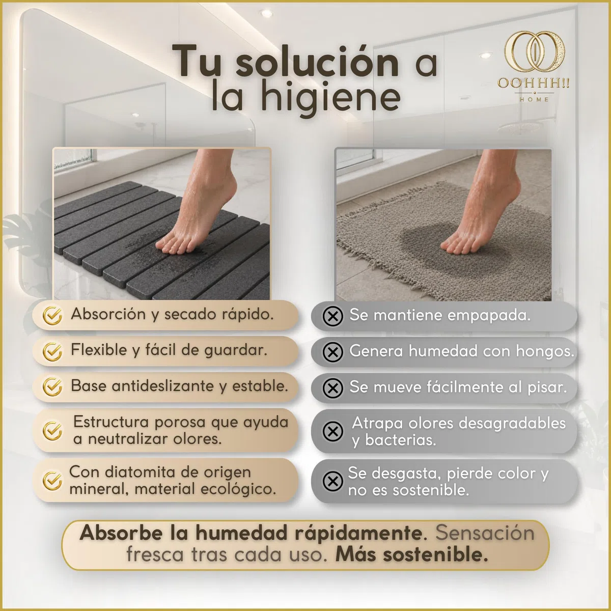 Alfombra Diatomita Baño Plegable 60x39 cm, Alfombrilla de Baño de Piedra Diatomita Secado Rápido, Antideslizante, Cortable, Base Absorbente para Ducha, Cocina, Escurreplatos, Plantas y Piscina