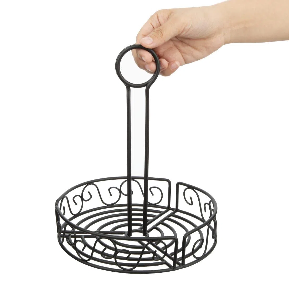 Soporte para condimentos Olympia. Soporte de alambres negros de 235 mm x 195 mm