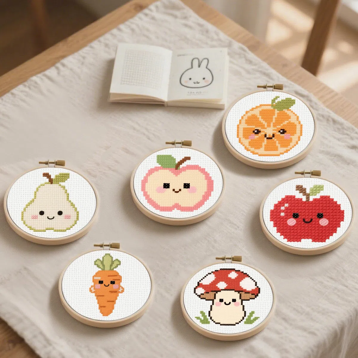 57lilina Kit Punto de Cruz Niños Completo con Hilos y Tela Impresa, 6 Set | Cross Stitch Embroidery Bordado Niños Principiantes Inicio Fáciles, Manualidades Originales Divertidos DIY para Regalo Niñas
