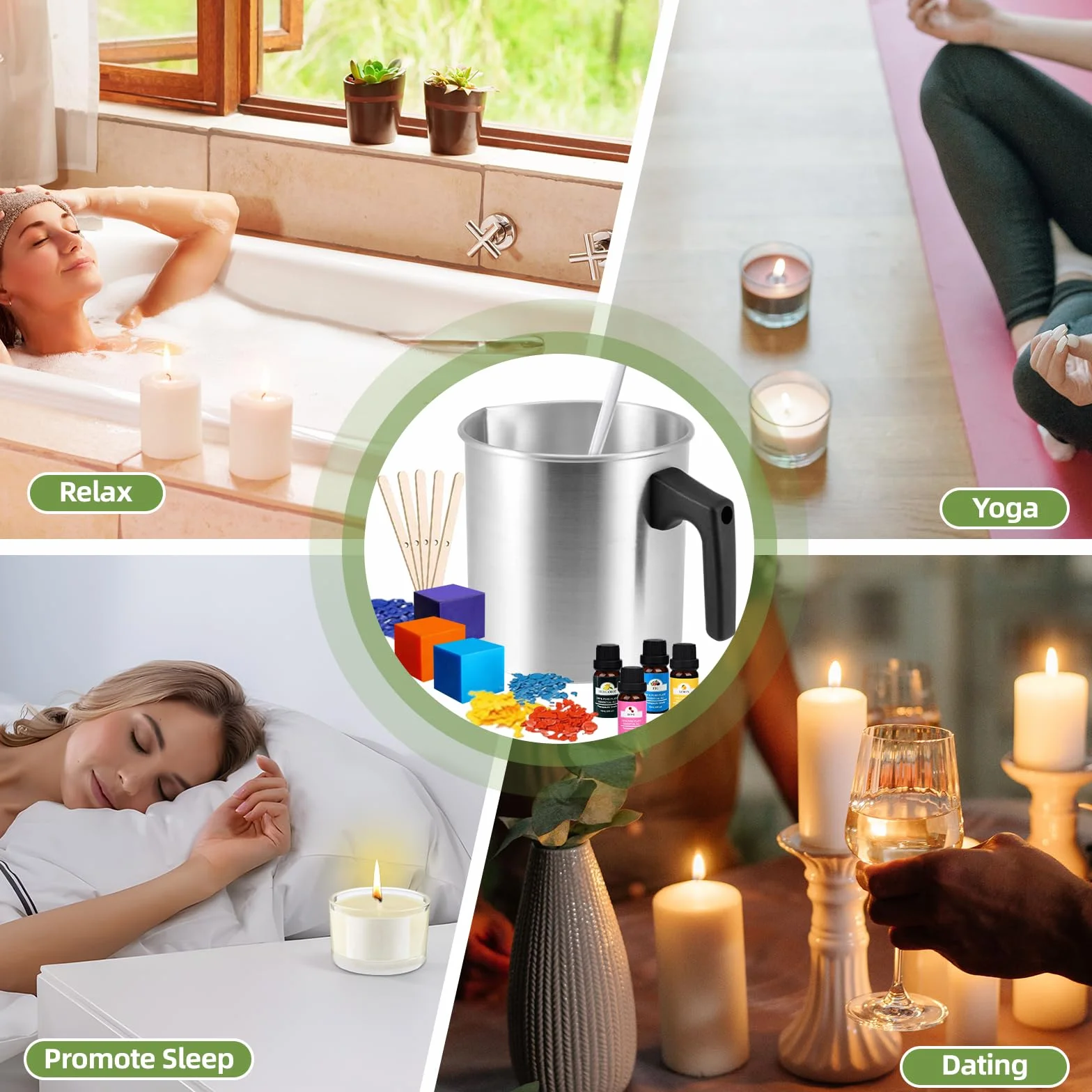 SAMISO Kit de Fabricación de Velas Perfumadas,Kit de Fabricación para Velas,1 Olla para Derretir Cera para Velas,Kit Completo de Fabricación de Velas para Adultos y Principiantes