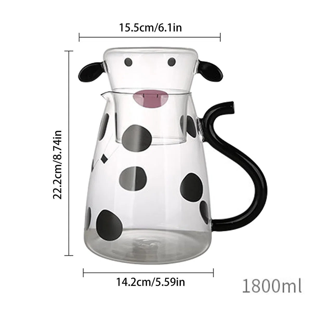 Generico Para el agua In Di - Jarra | En Transparente, Botella De Leche | Transparente De 1 Litro (1) Con Contenedor Para Bebidas A Juego, Decorativo Para Expositor De Mesa