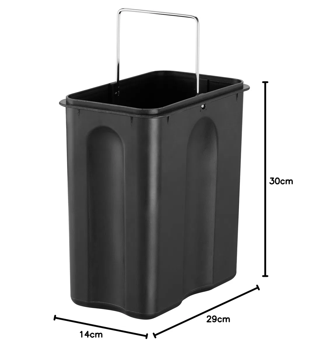 Black+Decker Cubo de Pedal Rectangular de 5 l BXBN0005GB 5L con Tapa de Cierre Suave, Acero Inoxidable, 30 cm x 14 cm x 29 cm, Gris frío, Perfil