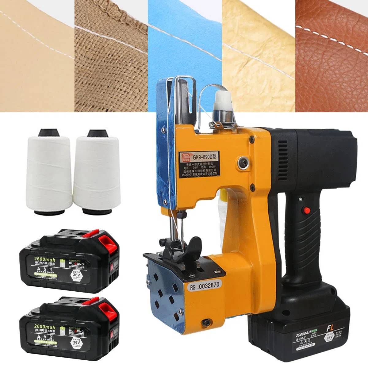 Máquina de cierre del cerrador del bolso eléctrico inalámbrico, costura de la bolsa de mano con 2pcs hilo de coser/2 batería, 0.2-10mm espesor de costura; Corte automático del hilo para el arroz/el sa