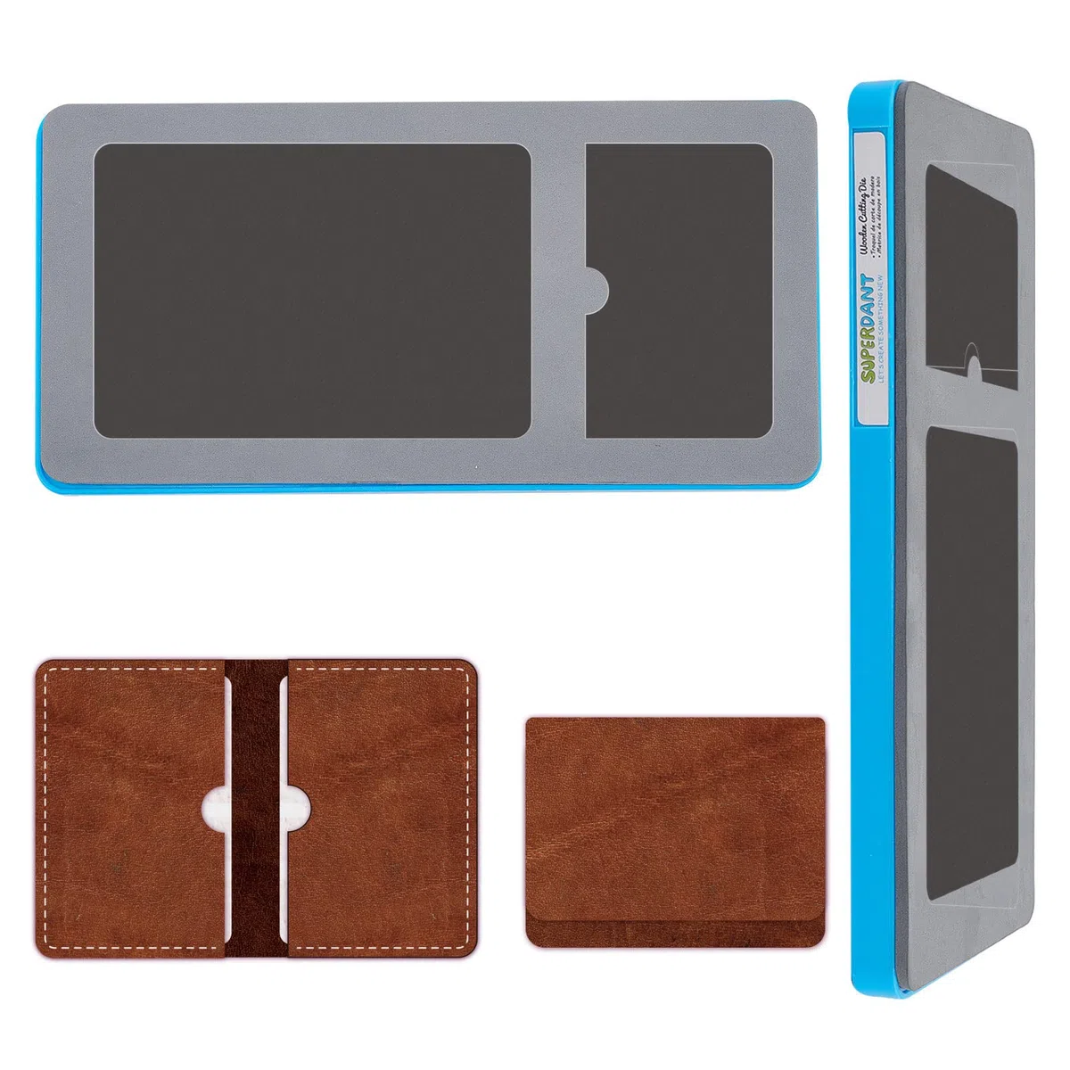 SUPERDANT Troquel de Corte de Cuero Cartera Plegable Relieve Troquel de Corte de Madera Monedero de Tela Troqueles con Caja Protectora de Plástico Y Espuma EVA
