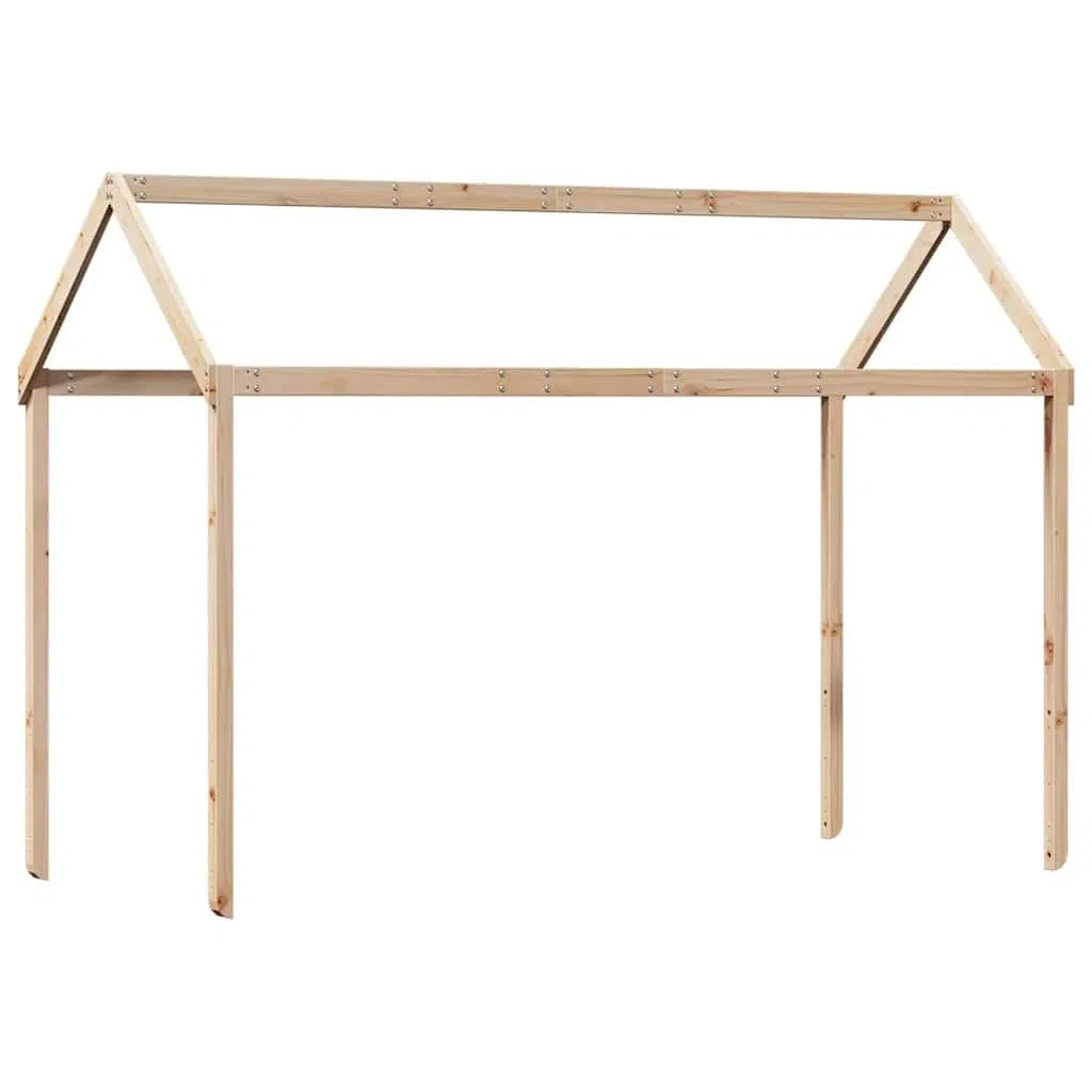 Techo de madera maciza de pino para cuna, 207 x 95,5 x 159 cm, marco de cama estable con lado abierto, accesorio duradero para sala de juegos para el dormitorio