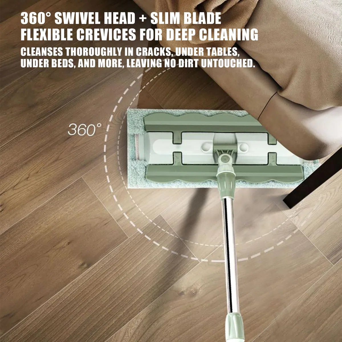 Mopa Plana De Microfibra Fregadora, 7 Almohadillas, Mango Telescópico | Mopa Giratoria 360 Grados para Seco y Húmedo Mantenimiento Diario Hogar Baño Cocina Tarima Azulejos Grandes Áreas
