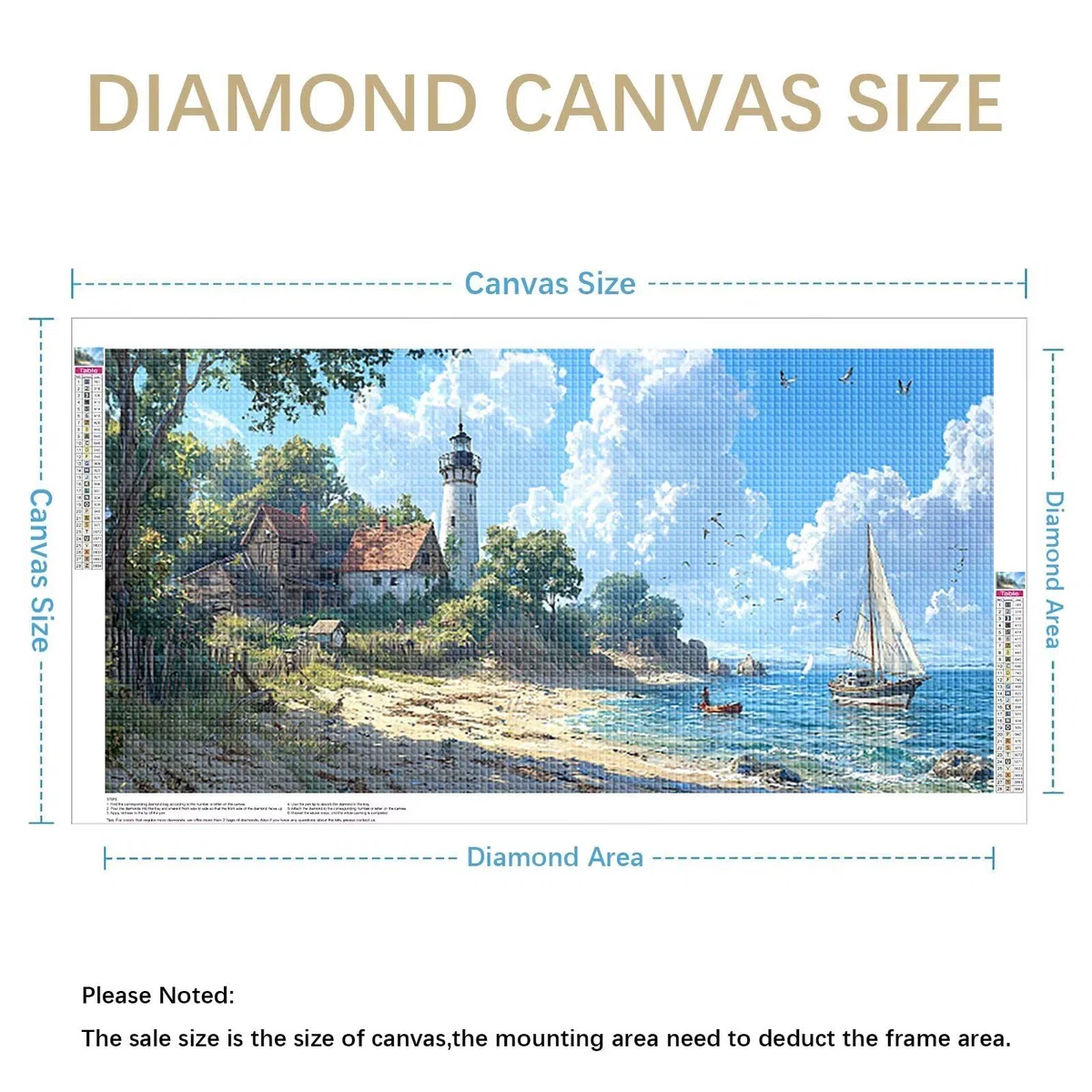 Diamond Painting Grande 200x100cm Faro Diamond Painting Adultos, DIY Océano Pintura de Diamante Manualidades Adultos, 5D Cuadrado Rhinestone Bordado Punto de Cruz para Home Decoration Regalo 0J-893