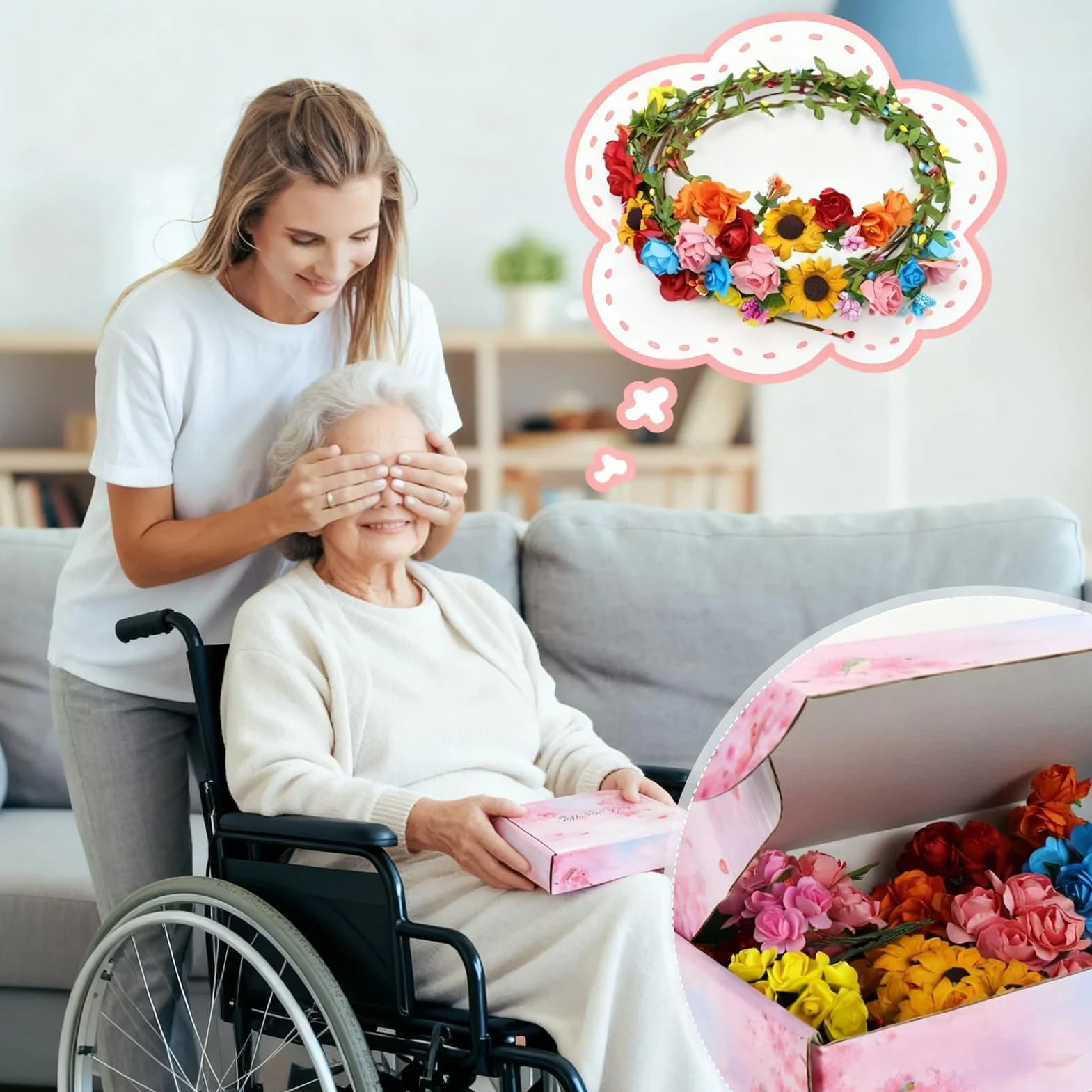Meetory Corona de flores para niños, decoración para el cabello, kit de manualidades para niños, cumpleaños infantiles, accesorios para el cabello, fiesta de boda/vacaciones/cumpleaños