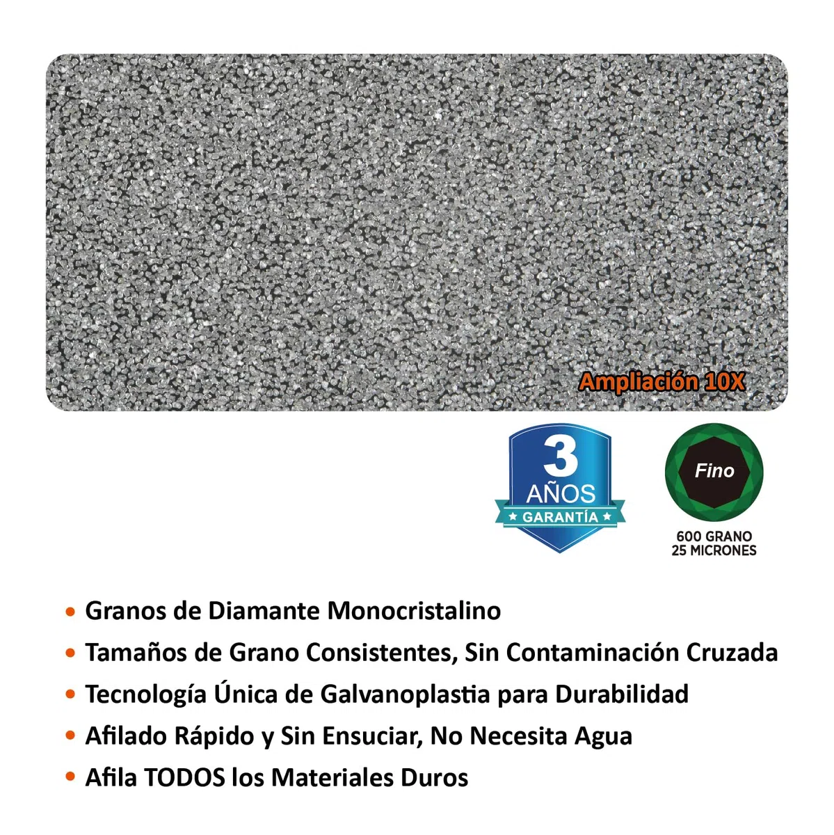 SHARPAL 178N Afilador 3 en 1 | Chaira de diamante de grano 600, 10,16 cm | Afilado de todo tipo de cuchillos y herramientas con filo recto, filo dentado y ganchos | Afilador de navajas