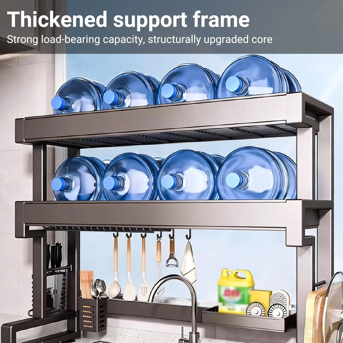 Escurridor de platos de acero inoxidable, soporte para utensilios de cocina, para almacenamiento y organización de cocina, para platos, vasos, cuencos y cubiertos