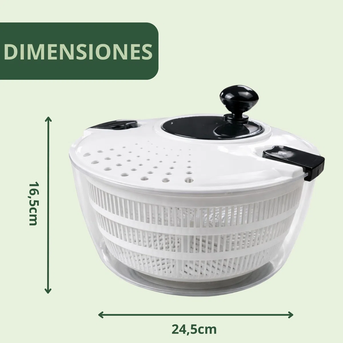 Centrifugadora de Lechuga 5L,Escurridor de Ensalada con Base Antideslizante, Secador de Lechuga BPA Free con Colador y Bol, Incluye Tapa con Cortador de Verduras y 6 Cuchillas Intercambiables