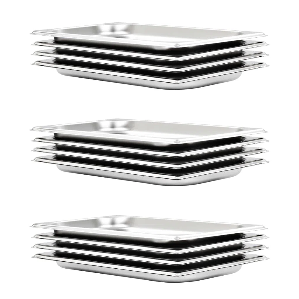 INLIFE Gastronorm 50892 - Contenedores (12 unidades, GN 1/3, 20 mm, acero inoxidable, 3,75 kg)