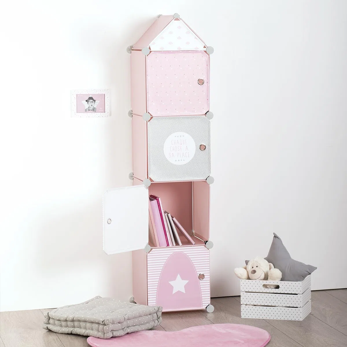 Atmosphera - Compartimentos de Almacenamiento Infantil 'Colonne' - Rosa 34 x 139 cm