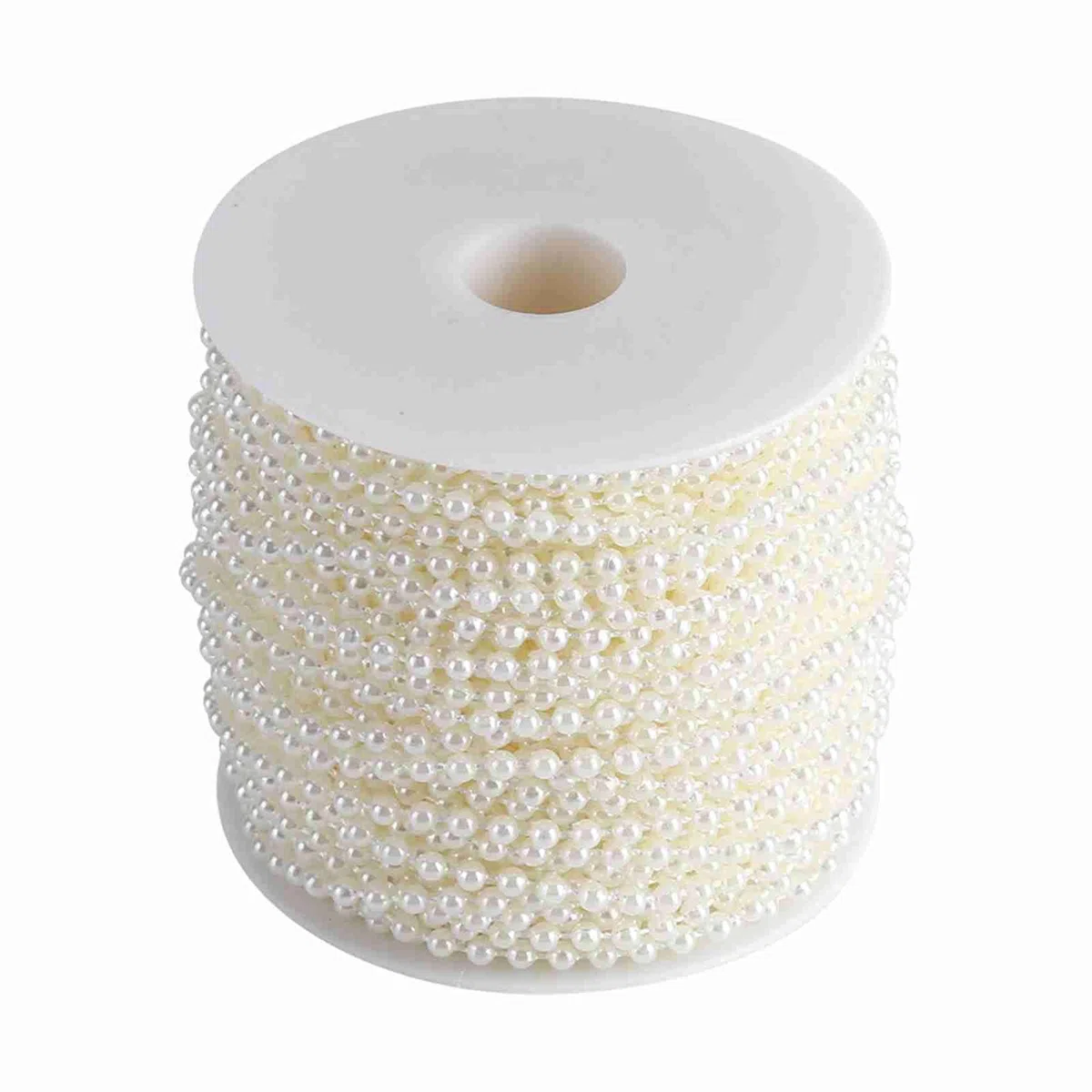 Cuentas de Perlas Artificiales 4 mm, Cuentas de Bricolaje para Manualidades y Adornos, Hechas a Mano, Suministros para Fiesta, Boda o Festival, Cadena de Línea 40 m/Roll (Beige)