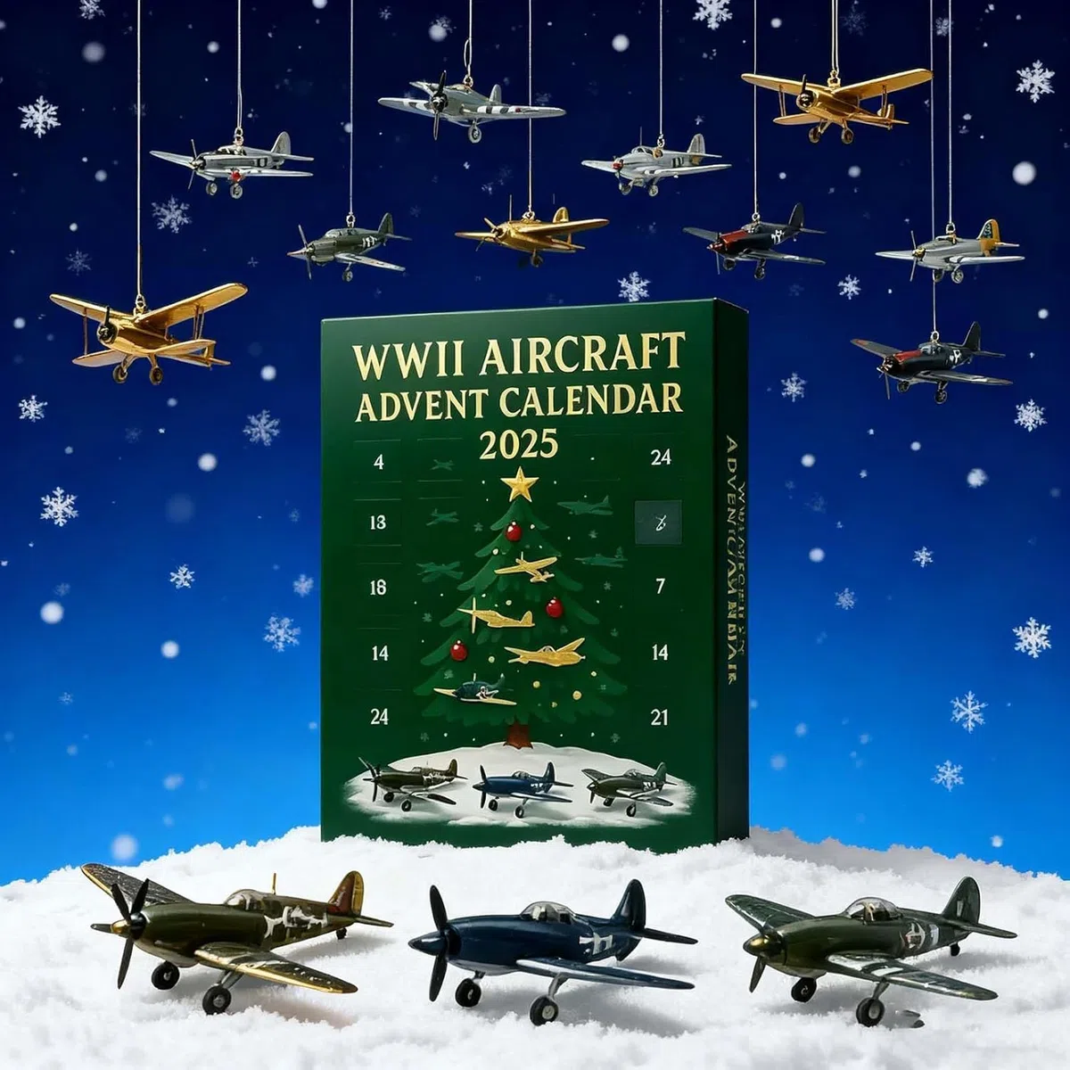 Calendario de Adviento de Aviación WWII: 24 Aviones de Guerra en Miniatura para Coleccionistas Adultos (1PCS)