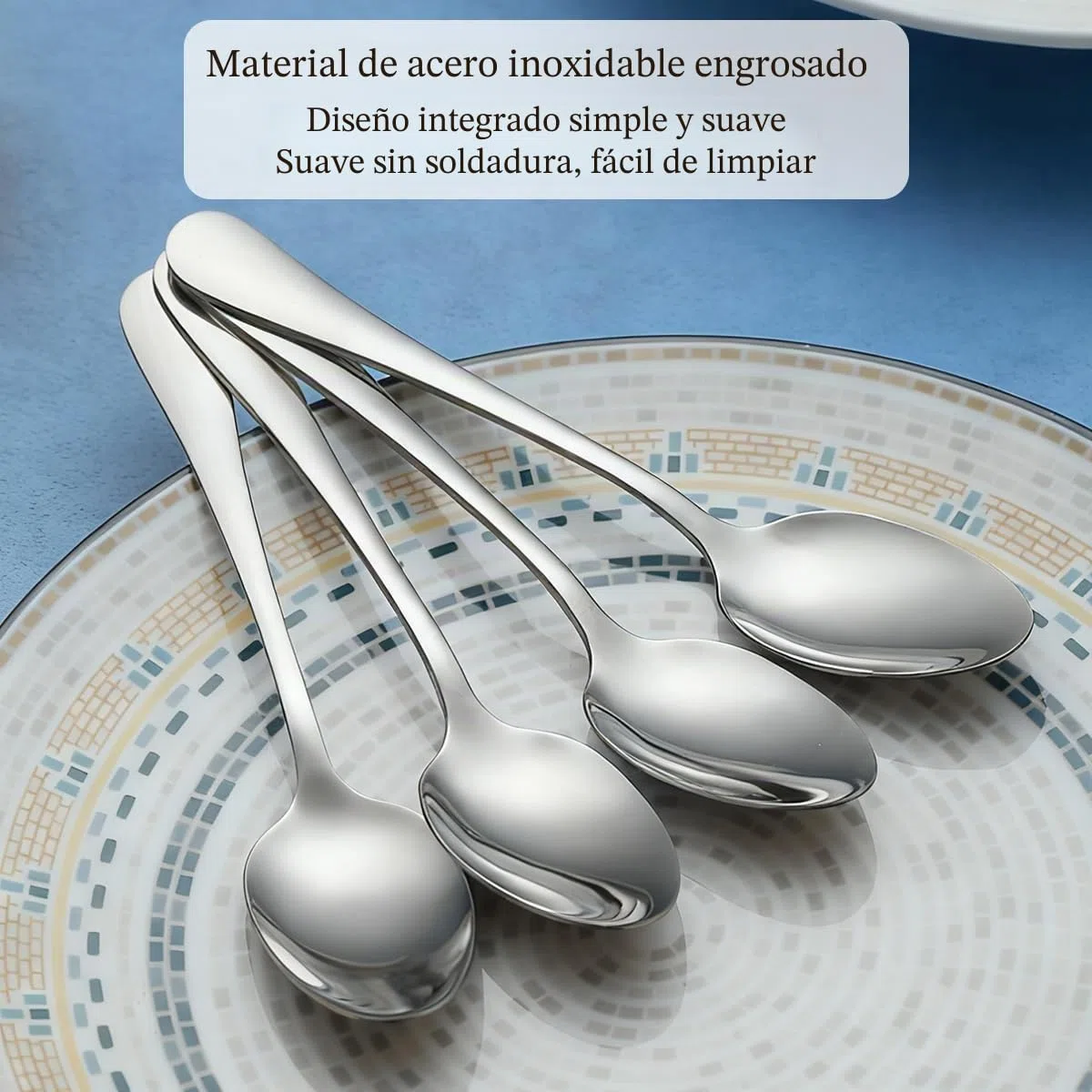 Berglander Juego de 24 cucharas de cena de acero inoxidable de grado alimenticio de 7.35 pulgadas, cuchara de sopa para el hogar, cocina o restaurante, pulido con espejo, apto para lavavajillas